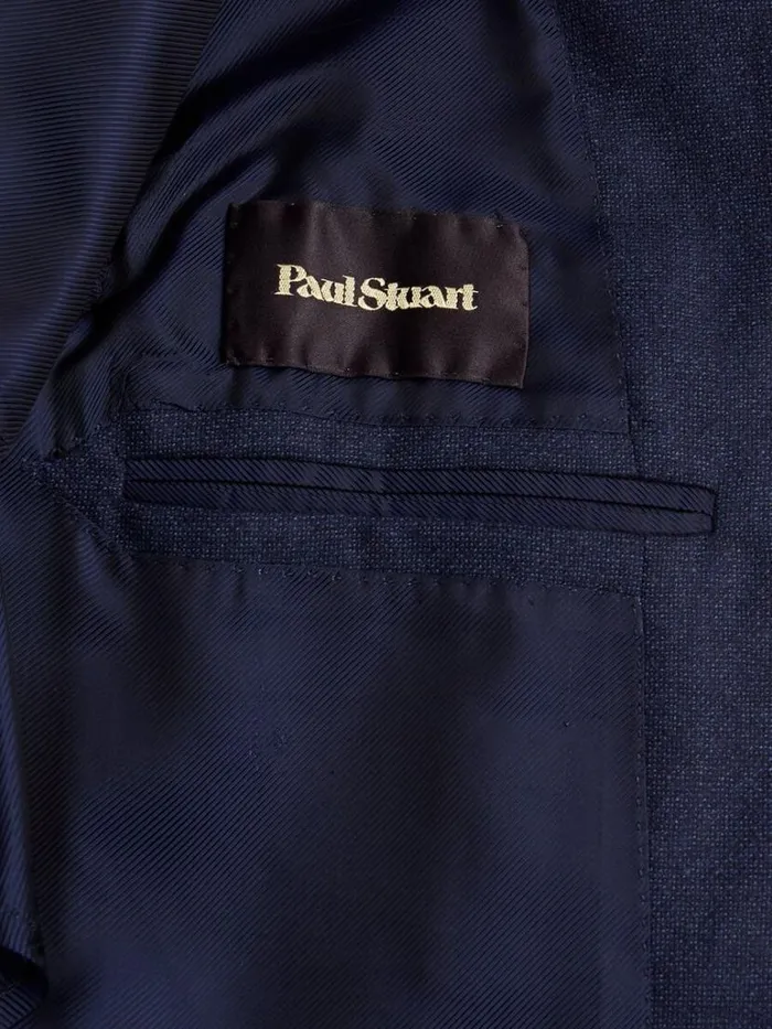 Blazers and Jackets Mens Paul Stuart Textured Solid Wool Suit Navy