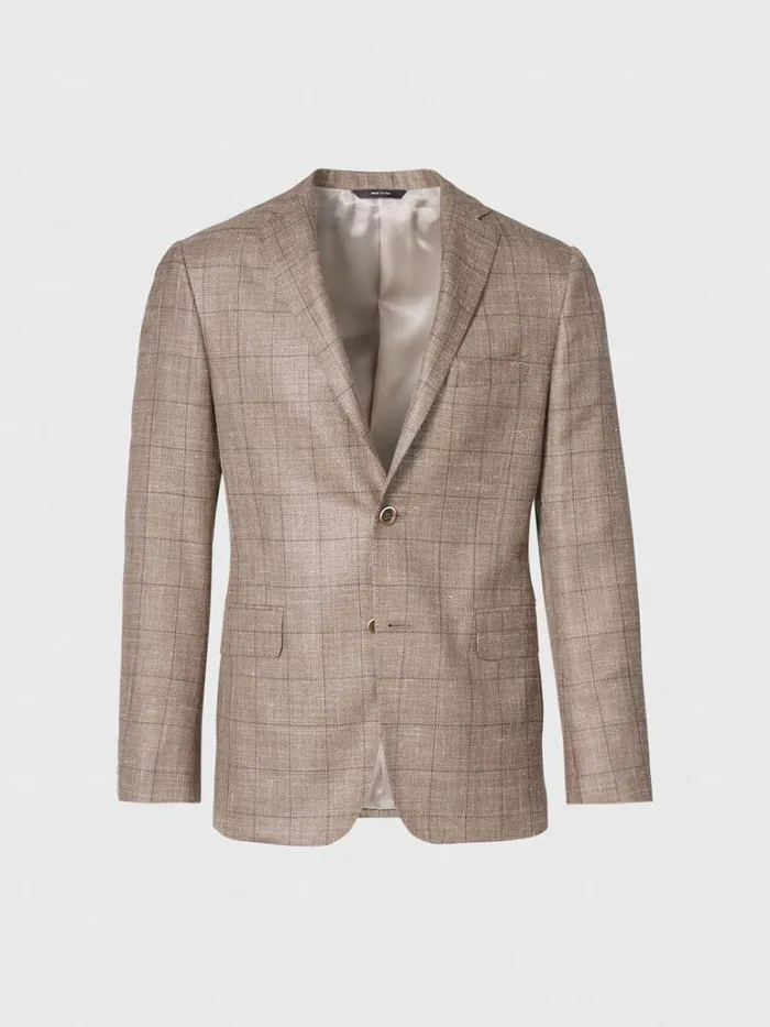 Blazers and Jackets Mens Paul Stuart Windowpane Summer Sport Jacket Tobacco