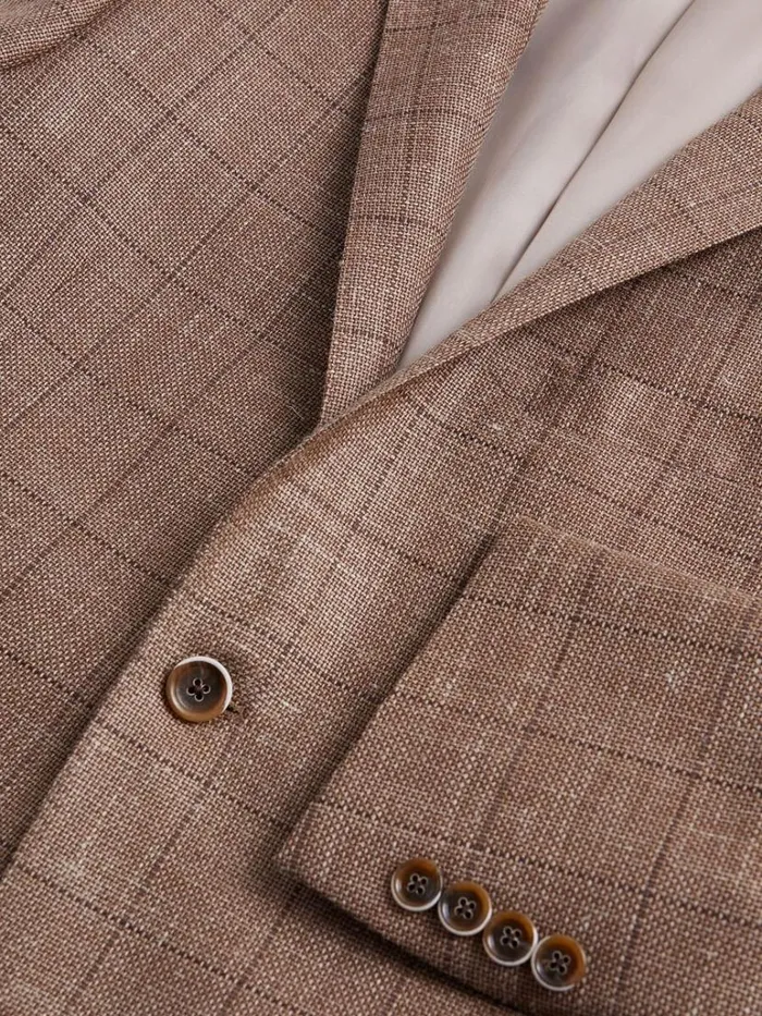 Blazers and Jackets Mens Paul Stuart Windowpane Summer Sport Jacket Tobacco