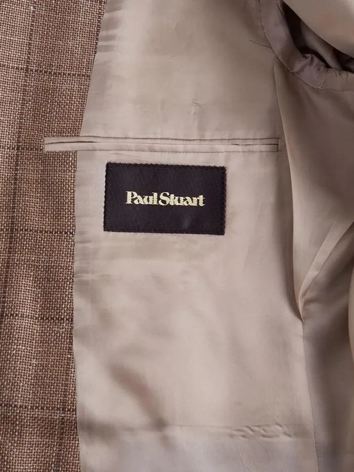 Blazers and Jackets Mens Paul Stuart Windowpane Summer Sport Jacket Tobacco