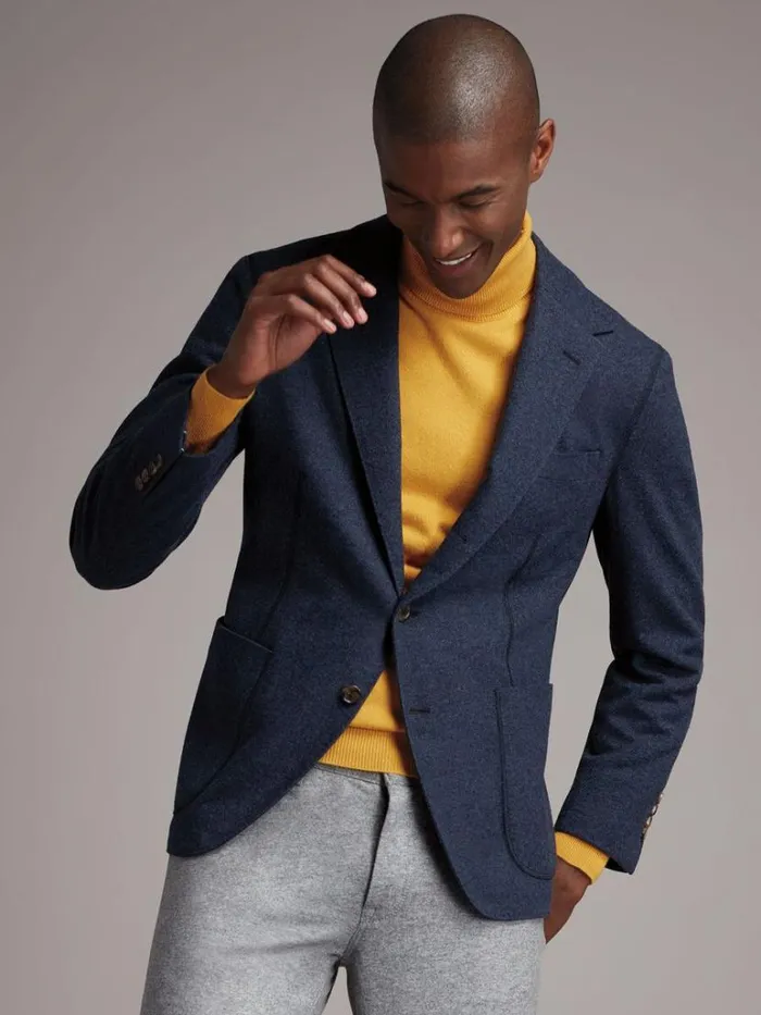 Blazers and Jackets Mens Paul Stuart Wool and Cashmere Jersey Jacket Blue