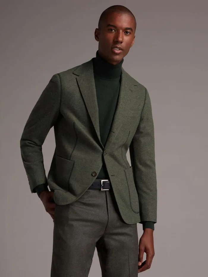 Blazers and Jackets Mens Paul Stuart Wool and Cashmere Jersey Jacket Sage