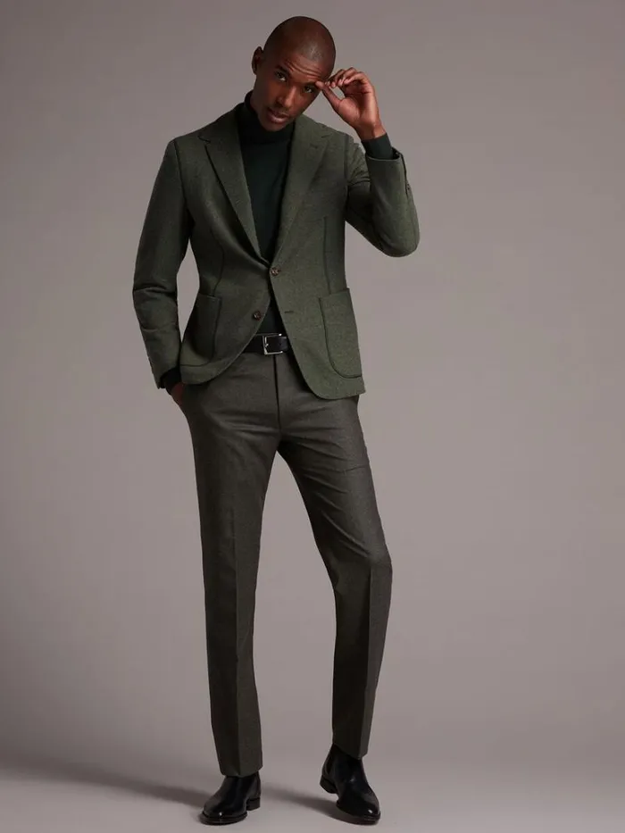 Blazers and Jackets Mens Paul Stuart Wool and Cashmere Jersey Jacket Sage