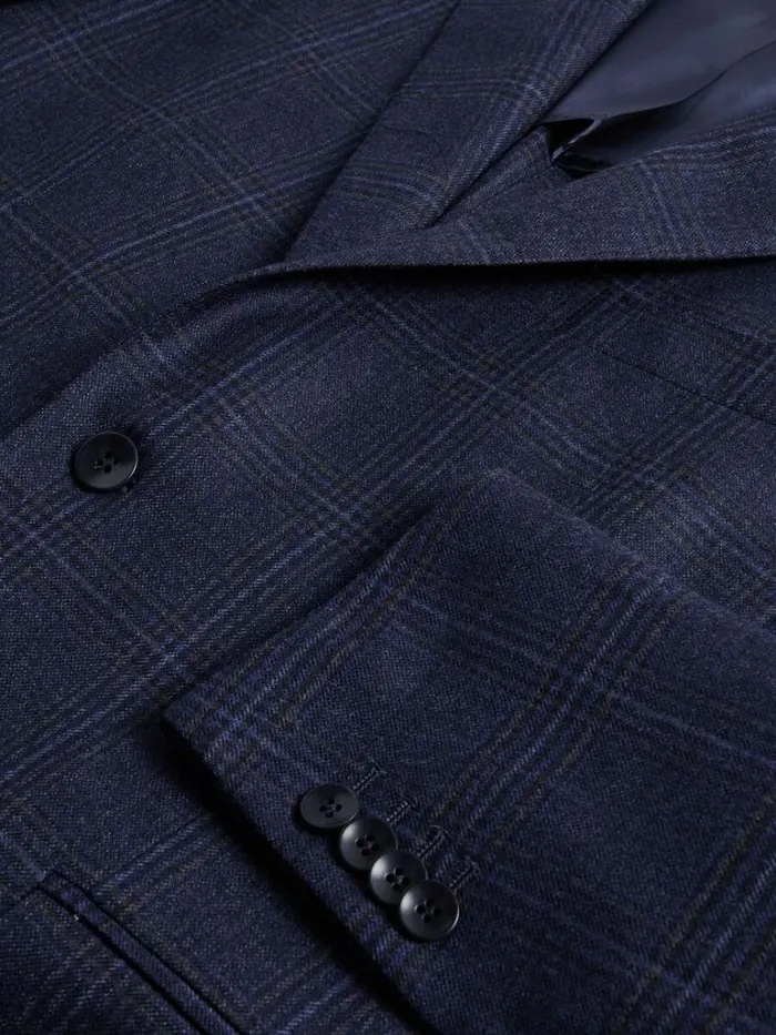 Blazers and Jackets Mens Paul Stuart Wool Plaid Sport Jacket Navy