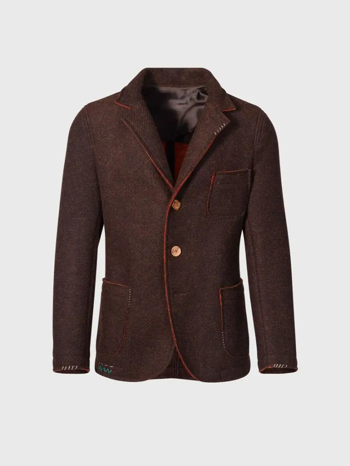 Blazers and Jackets Mens Paul Stuart Wool Raw Edge Jacket Brown