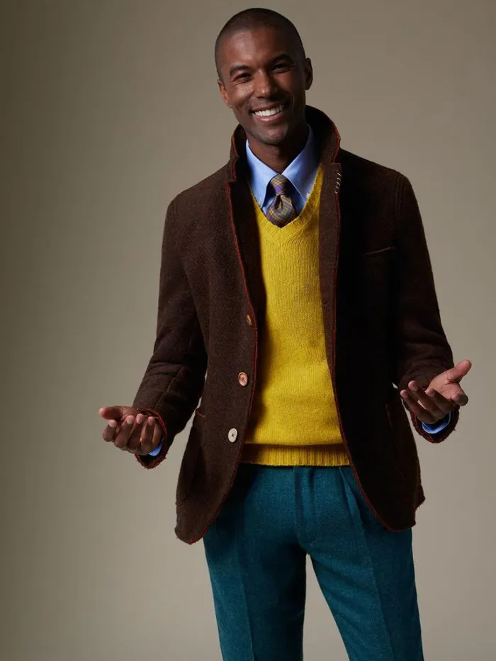 Blazers and Jackets Mens Paul Stuart Wool Raw Edge Jacket Brown