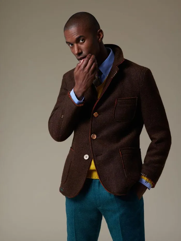 Blazers and Jackets Mens Paul Stuart Wool Raw Edge Jacket Brown