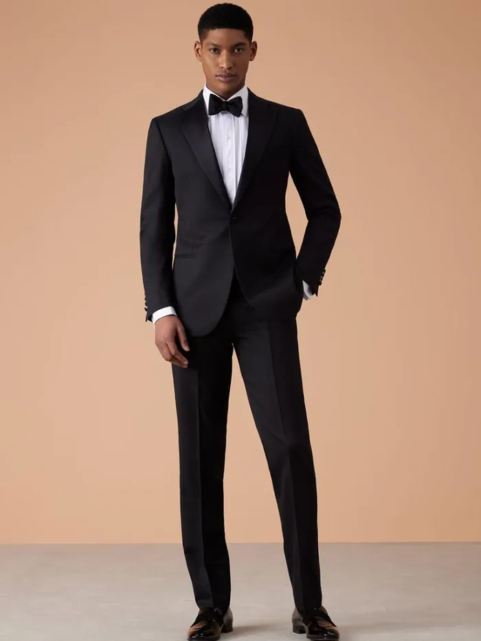 Blazers and Jackets Mens Paul Stuart Wool Tuxedo With Satin Notch Lapel Black
