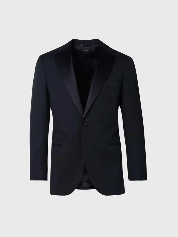 Blazers and Jackets Mens Paul Stuart Wool Tuxedo With Satin Notch Lapel Black