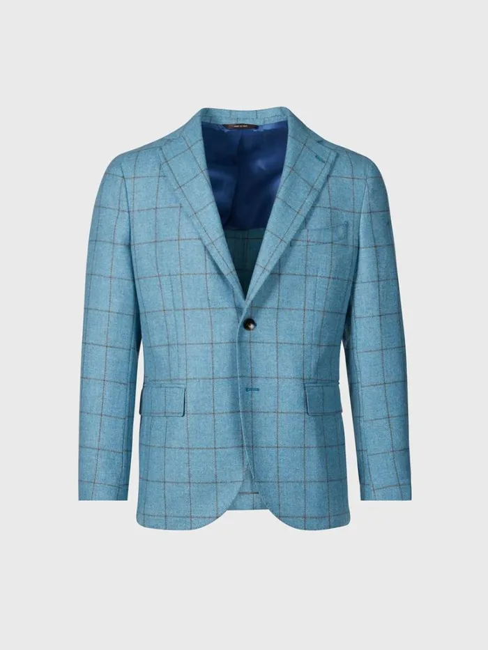 Blazers and Jackets Mens Paul Stuart Wool Window Pane Sport Jacket Turquiose