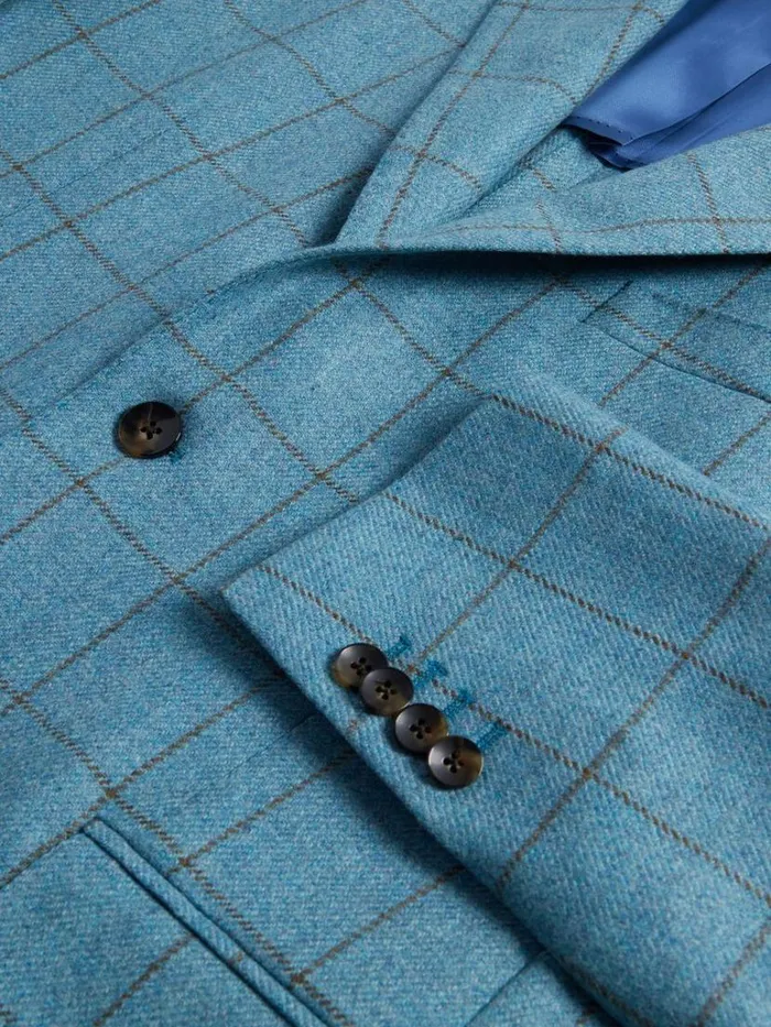 Blazers and Jackets Mens Paul Stuart Wool Window Pane Sport Jacket Turquiose