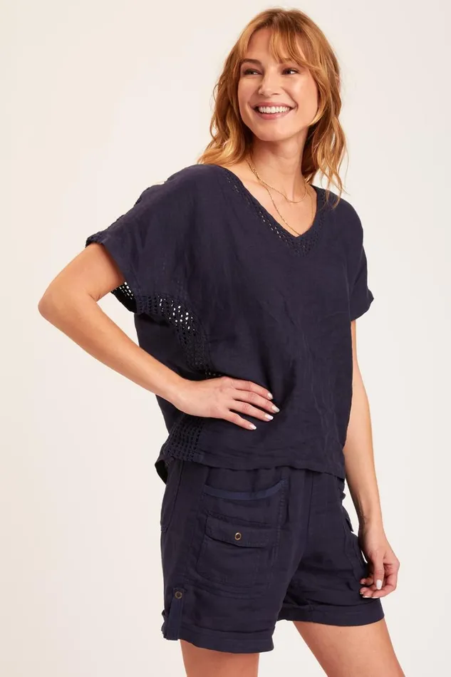 Bonifay Top Navy Clothing XCVI ShirtsBlouses