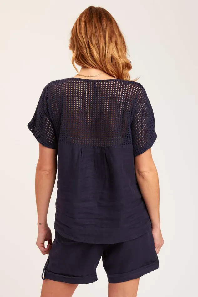 Bonifay Top Navy Clothing XCVI ShirtsBlouses