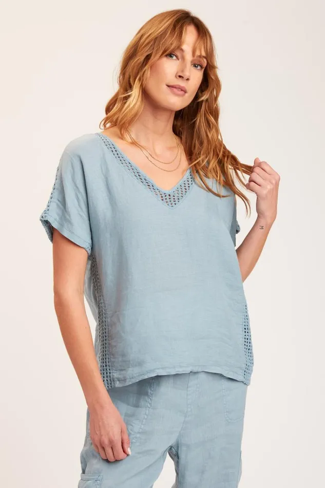 Bonifay Top Peaceful Blue Clothing XCVI ShirtsBlouses