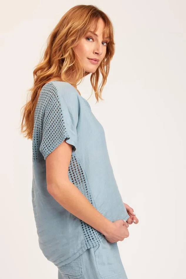 Bonifay Top Peaceful Blue Clothing XCVI ShirtsBlouses