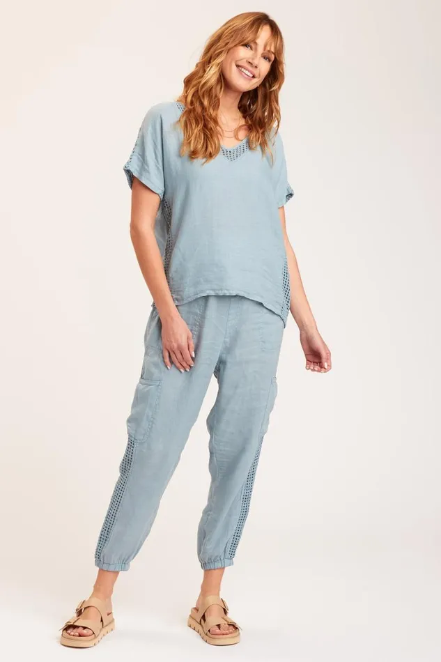 Bonifay Top Peaceful Blue Clothing XCVI ShirtsBlouses