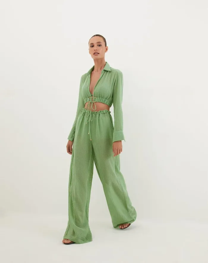 Bottoms Women ViX Paula Hermanny Bianca Pants 8211 Aloe