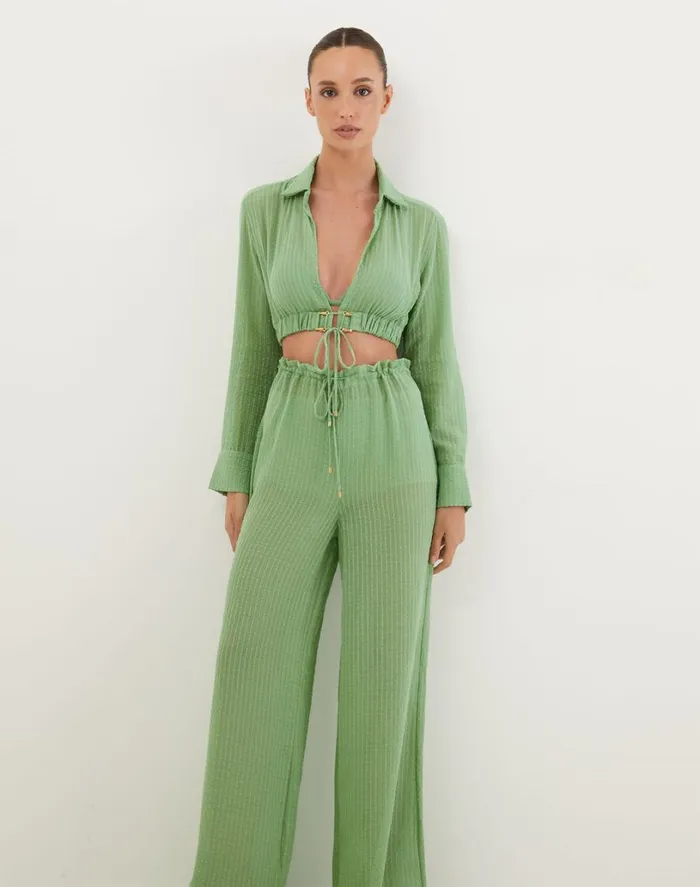 Bottoms Women ViX Paula Hermanny Bianca Pants 8211 Aloe