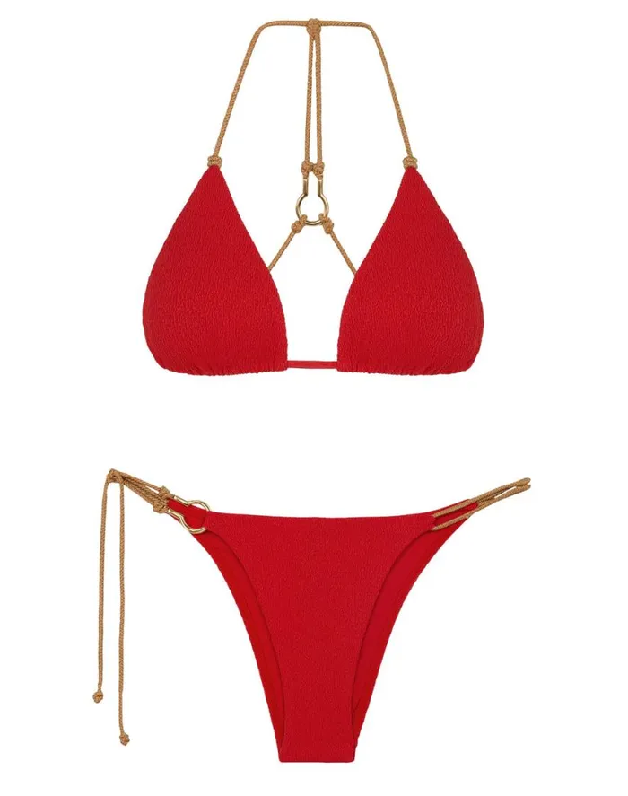 Bottoms Women ViX Paula Hermanny Firenze Diane Detail Bottom 8211 Red Pepper