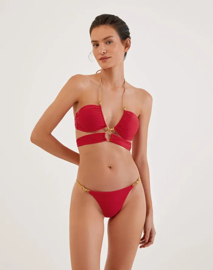 Bottoms Women ViX Paula Hermanny Gi Detail Bottom 8211 Red Pepper