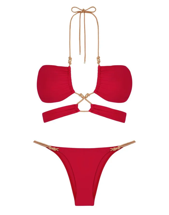 Bottoms Women ViX Paula Hermanny Gi Detail Bottom 8211 Red Pepper