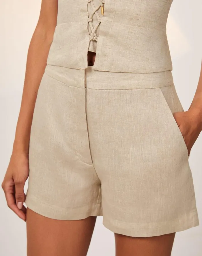 Bottoms Women ViX Paula Hermanny Giu Tailored Shorts 8211 Natural
