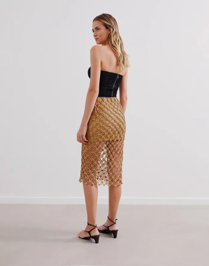 Bottoms Women ViX Paula Hermanny Kim Midi Skirt 8211 Walnut