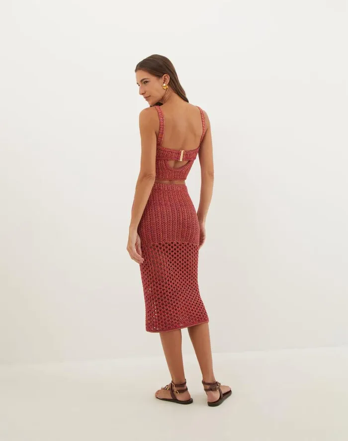 Bottoms Women ViX Paula Hermanny Knit Aria Midi Skirt 8211 Berry Burst