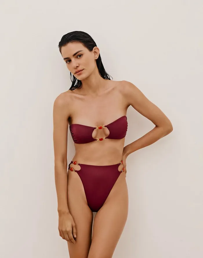 Bottoms Women ViX Paula Hermanny Martha Hot Pant Bottom 8211 Cranberry