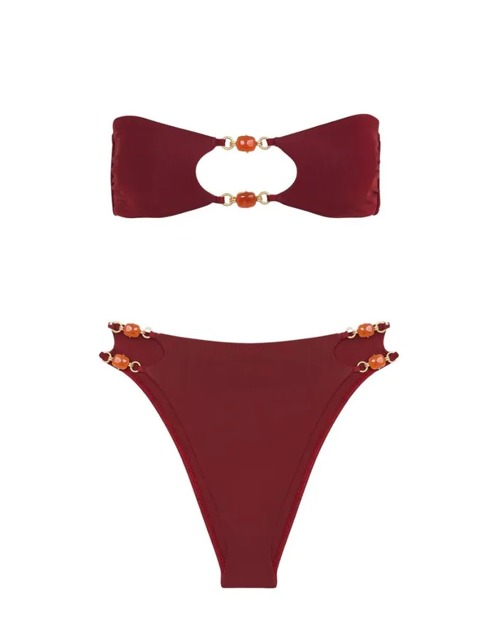 Bottoms Women ViX Paula Hermanny Martha Hot Pant Bottom 8211 Cranberry
