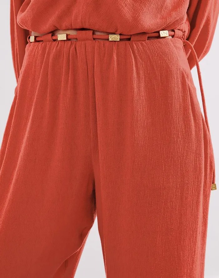 Bottoms Women ViX Paula Hermanny Miko Detail Pants 8211 Brick