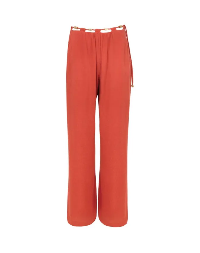 Bottoms Women ViX Paula Hermanny Miko Detail Pants 8211 Brick