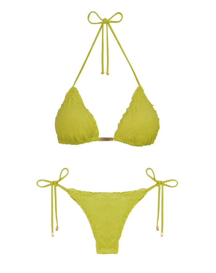 Bottoms Women ViX Paula Hermanny Scales Ripple Tie Side Bottom 8211 Wasabi