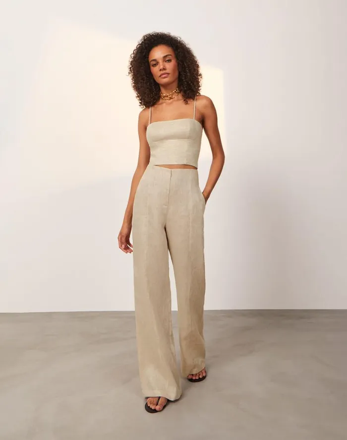 Bottoms Women ViX Paula Hermanny Whitney Tailored Pants 8211 Natural