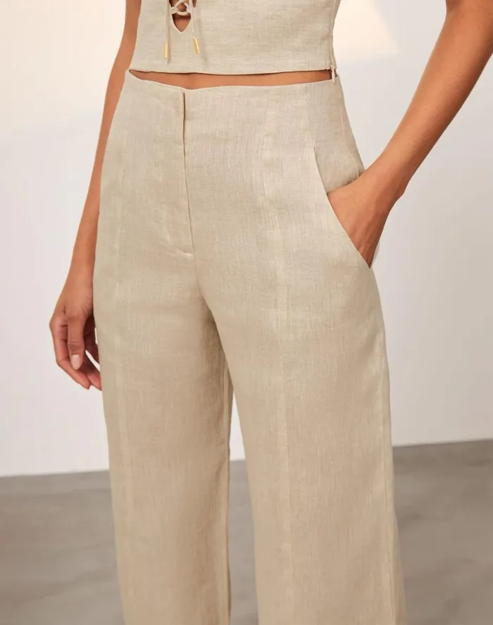 Bottoms Women ViX Paula Hermanny Whitney Tailored Pants 8211 Natural