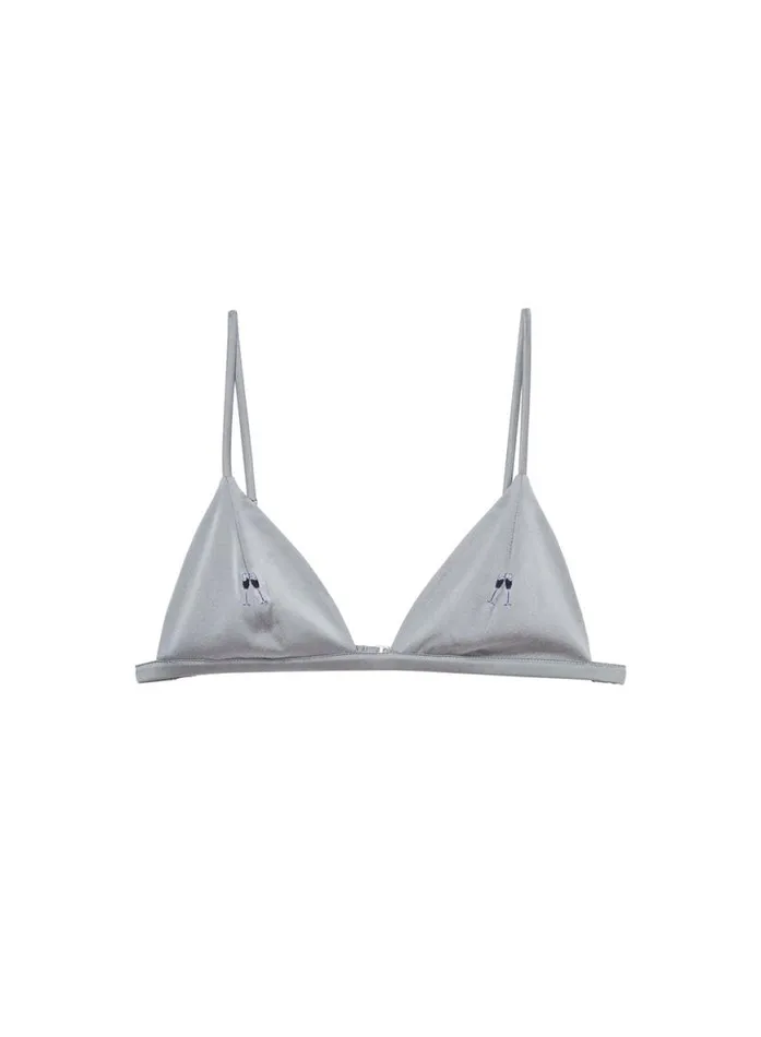 Bralettes and Wireless Bras Lingerie Fleur Du Mal Champagne Embroidered Luxe Triangle Bra Mr Grey