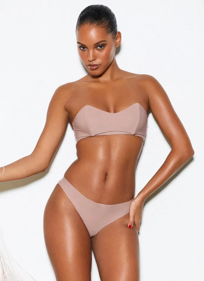 Bralettes and Wireless Bras Lingerie Fleur Du Mal Charlotte Bandeau Bra Tan