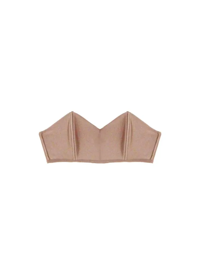 Bralettes and Wireless Bras Lingerie Fleur Du Mal Charlotte Bandeau Bra Tan