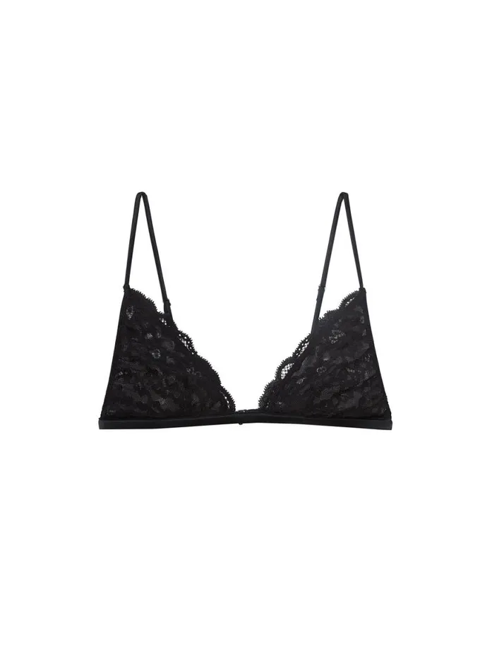 Bralettes and Wireless Bras Lingerie Fleur Du Mal Charlotte Triangle Bra Black