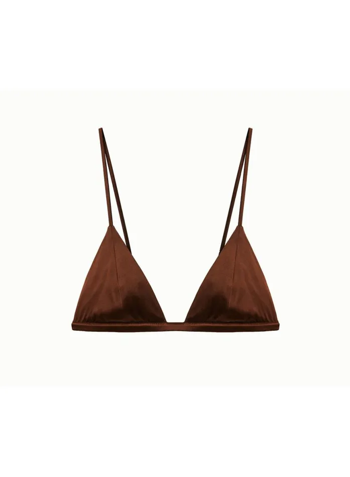 Bralettes and Wireless Bras Lingerie Fleur Du Mal Luxe Triangle Bra Cocoa