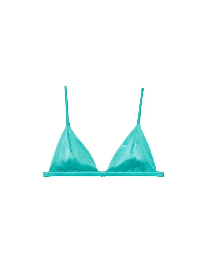 Bralettes and Wireless Bras Lingerie Fleur Du Mal Luxe Triangle Bra Sea Glass