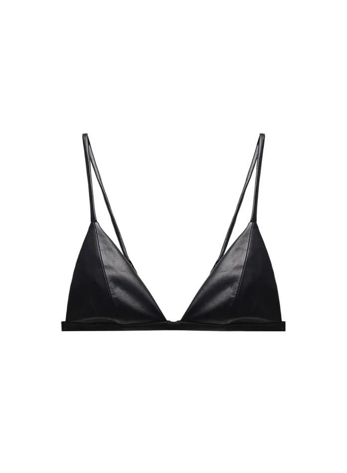 Bralettes and Wireless Bras Lingerie Fleur Du Mal Vegan Leather Triangle Bra Black Bralettes and Wireless Bras Lingerie Fleur Du Mal Vegan Leather Triangle Bra Black