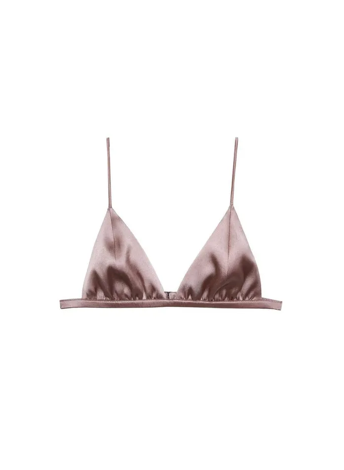 Bralettes and Wireless Bras PleasureLingerie Fleur Du Mal Luxe Triangle Bra Tan
