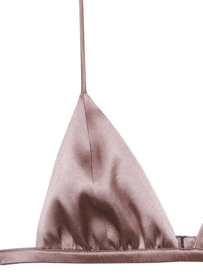 Bralettes and Wireless Bras PleasureLingerie Fleur Du Mal Luxe Triangle Bra Tan