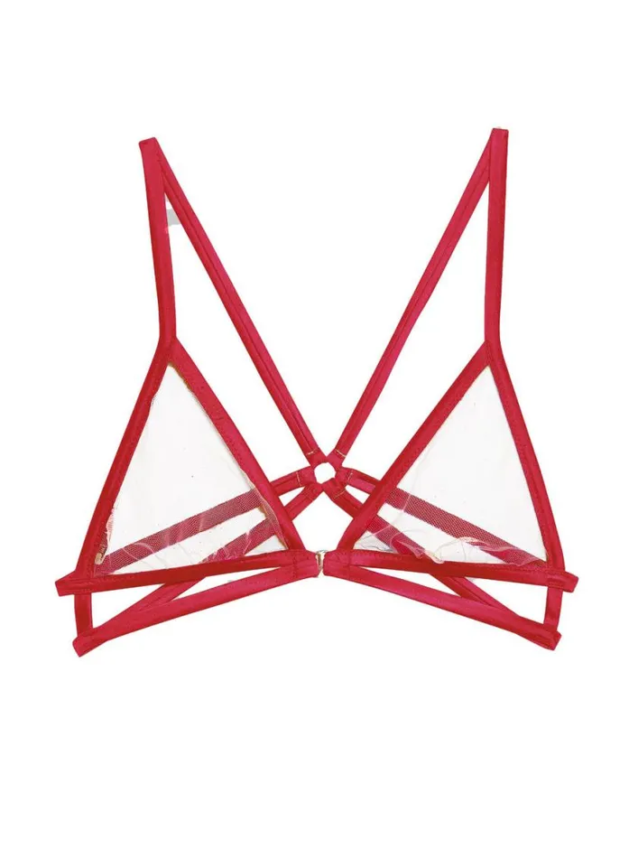 Bralettes and Wireless Bras PleasureLingerie Fleur Du Mal Strappy Bondage Bra Rouge