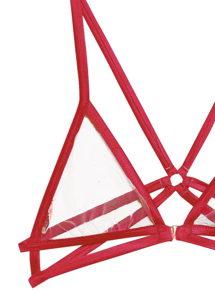Bralettes and Wireless Bras PleasureLingerie Fleur Du Mal Strappy Bondage Bra Rouge