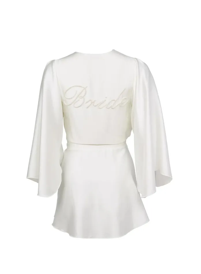 Bridal LingerieClothing Fleur Du Mal Bride Embroidered Angel Sleeve Robe Ivory