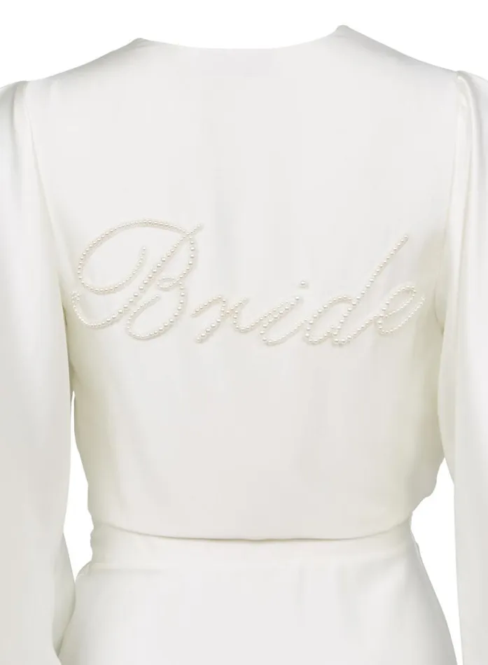 Bridal LingerieClothing Fleur Du Mal Bride Embroidered Angel Sleeve Robe Ivory