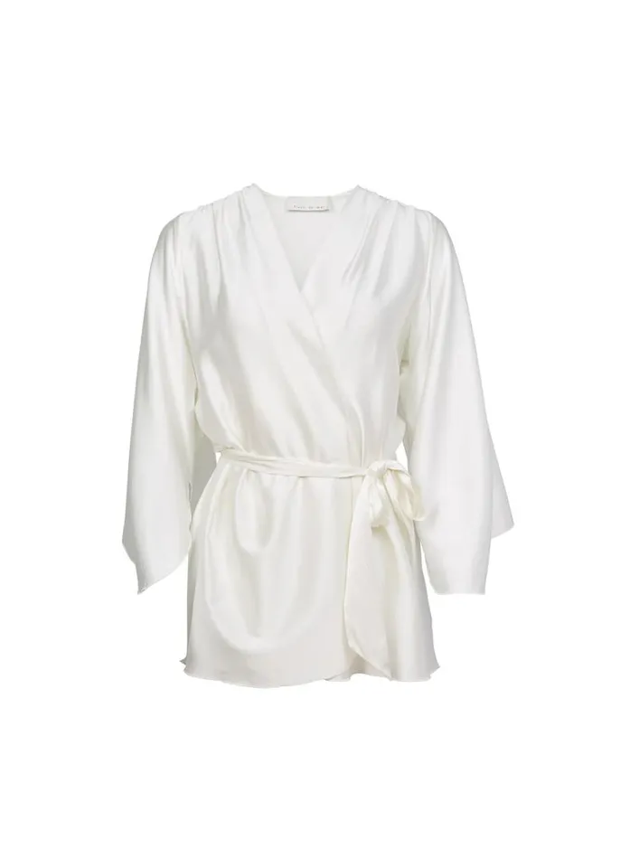 Bridal LingerieClothing Fleur Du Mal Bride Embroidered Angel Sleeve Robe Ivory