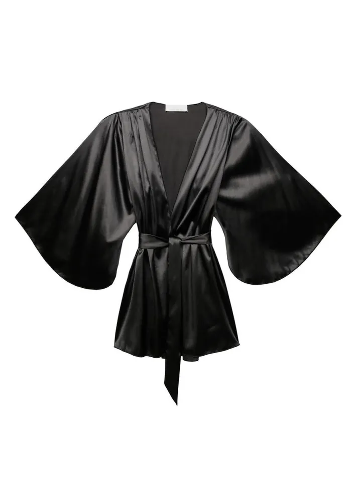 Bridal PleasureLingerieClothing Fleur Du Mal Angel Sleeve Robe Black